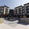 Courtyard with seating areas and fire pits