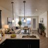 Staged living room and kitchen