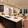 Staged open living room and kitchen