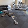 Fitness center with dumbbells and weight bench